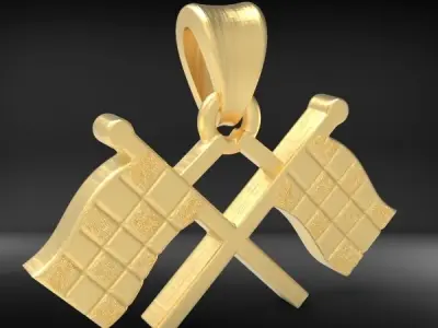 Racing Flags Charm Pendant Necklace  Jewelry  3D print model