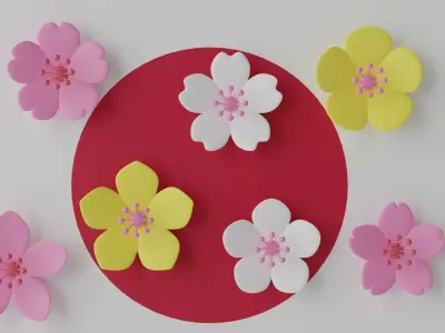 Cartoon Cherry Blossom Flower Sakura 2 3D model