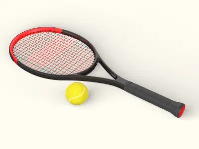 Tennis Racket and Ball 3D model