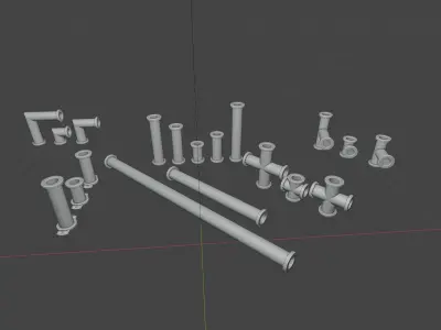 STEAMPUNK PIPES PACK - RogueFilmProductions Low-poly 3D model