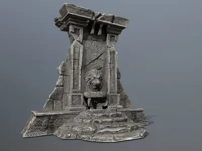 Lion fountain Low-poly 3D model