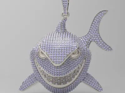 Shark diamond pendant 3D print model