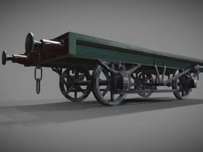 Flatbed Wagon Low-poly 3D model