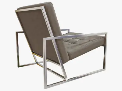 Modern Luxury Chair - Silver Metal and Velvet 3D model