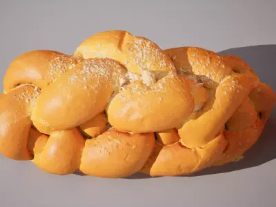 Sweet white bread braid 5K triangles 4K PBR textures Low-poly 3D model
