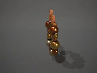 Bronze and Gold Christmas Bauble Wreath Low-poly 3D model