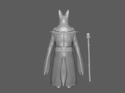  Cartoon Wolf-Old- base mesh Low-poly 3D model