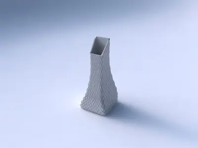 Vase squeezed and bent rectangle with diagonal grid plates 3D print model