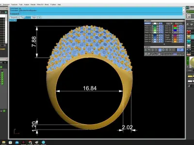 Luxury Oval Pave Diamond Dome Ring for Women  3557 3D print model