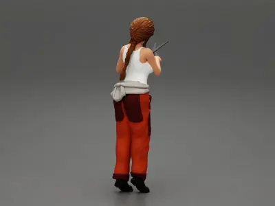 woman Farmer Cutting Tree With big Scissors 3D print model