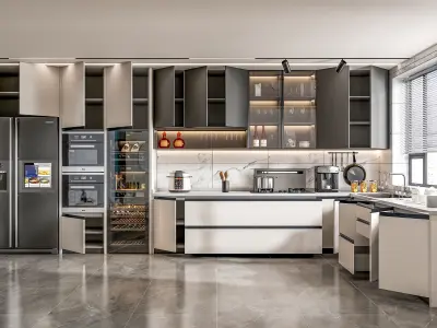 Kitchen fully parametric Resizable manufacturable 0063 3D model