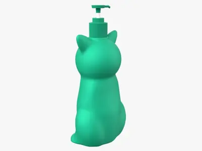 Cat Liquid Soap Dispenser Turquoise Version 3D model