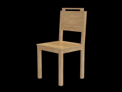Chair wooden 02 Low-poly 3D model