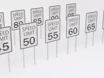 speed limit signs worn in the mud collection pack Low-poly 3D model