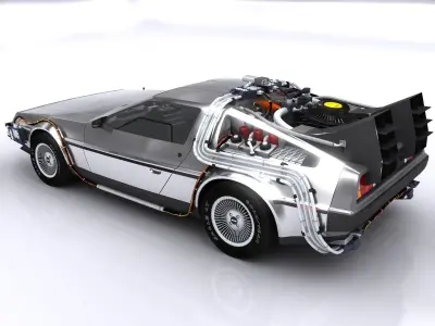 DeLorean Time Machine Low-poly 3D model