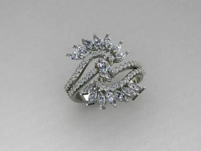 marquis ruby and diamond ring 3D print model