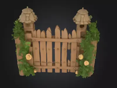 Enchanted Garden Gate Low-poly 3D model