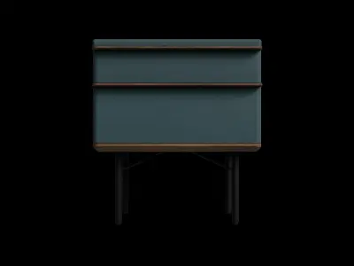 Petrol Blue Walnut Stain Bedside Table 3D model
