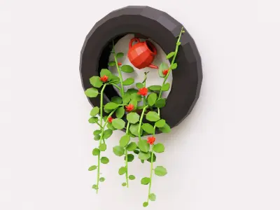 Plant on the wall Low-poly 3D model