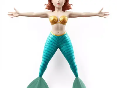 Fantasy Mermaid Character model pack Low-poly 3D model