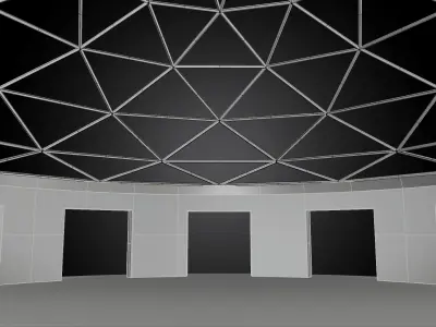 Dome w openings and triangulated wire frame structure  Low-poly 3D model