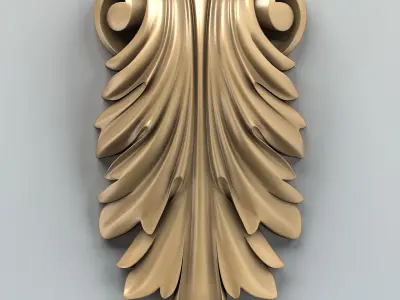 Carved decor vertical 007 3D model