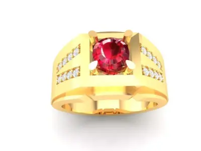 Luxury Ruby Diamond Men Ring 3D Model 141 3D print model