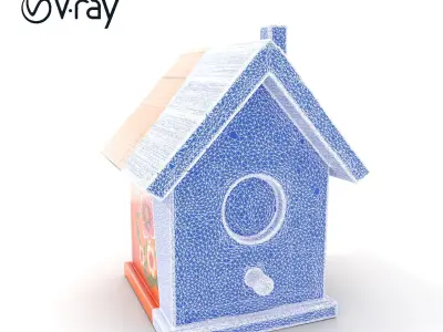 Decorative Birdhouse Model Pack with Floral Design Low-poly 3D model