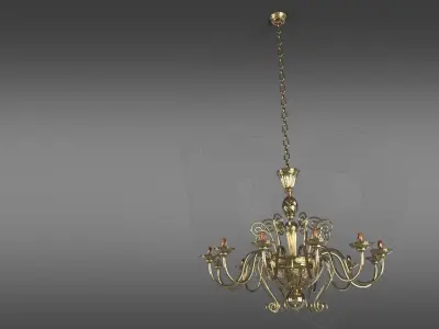 Brass ceiling chandelier 3D model