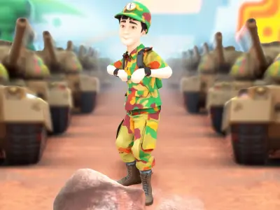 Camouflage Soldier Character model pack Low-poly 3D model
