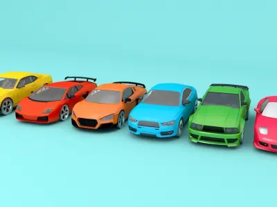 Car Cartoon Sports  Low-poly 3D model Low-poly 3D model