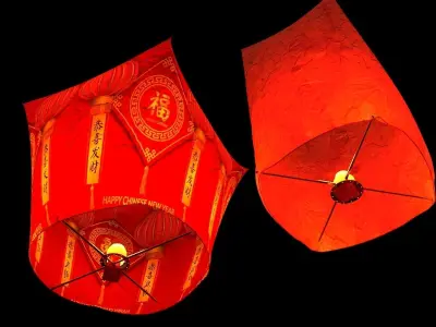 Chinese red sky lantern  3D model