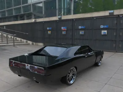 Dodge Charger RT 1970 Super Charger Low-poly 3D model
