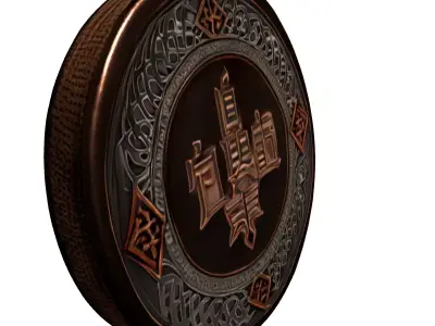 Fantasy Bronze Silver Medallion Low-poly 3D model