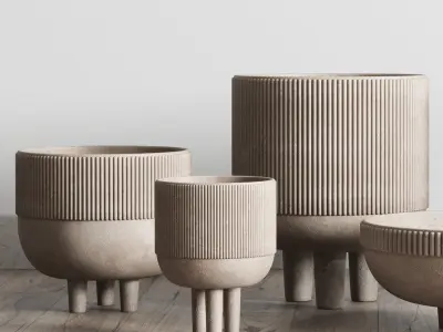 Vase Concrete Indoor Outdoor Set 03 3D model