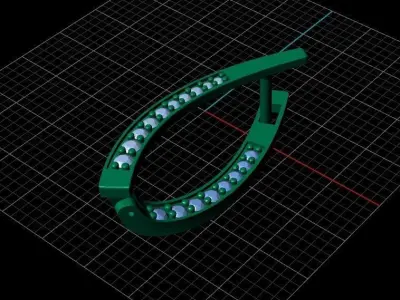 Arc earring with gems 3D print model