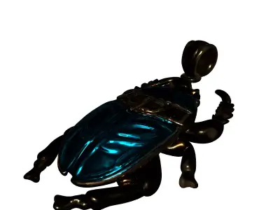 Egyptian Scarab Beetle Gold Pendant Low-poly 3D model