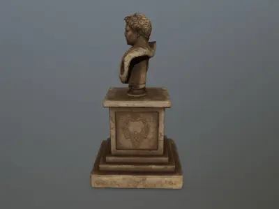 Pompee roman bust Low-poly 3D model