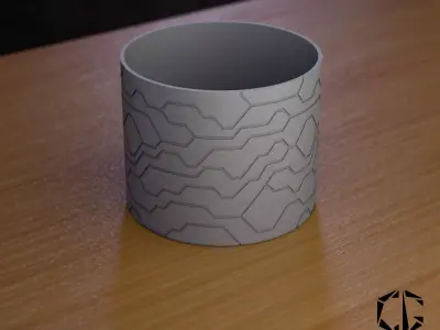  A pot with a tech pattern 3D print model