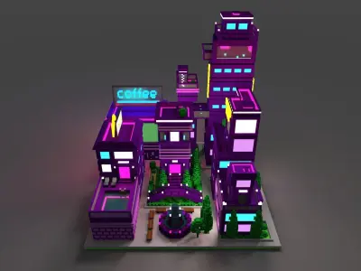 Voxel Sity 2 Free low-poly 3D model