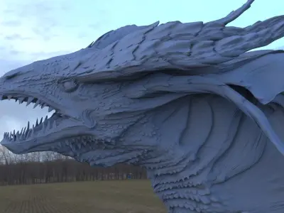 Dragon head Long angular 3D model