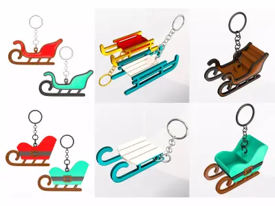 Santa Sleigh 3D Print Keychain Collection 3D print model