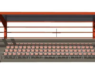 Tribune for football field long 3D model