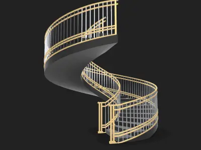 Spiral Staircase with Railing Architectural Details  3D model