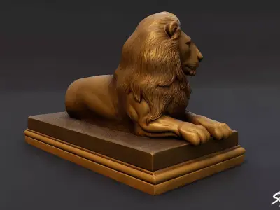 Lion Statue V8 Low-poly 3D model