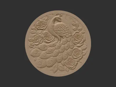 peacock roses cnc model 3D print model