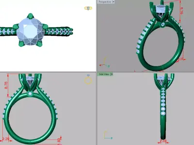 6 prongs cathedral ring  3D print model