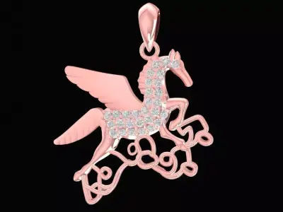 Fantasy Pegasus Diamond Pendant Jewelry 3D Model 2789 3D print model