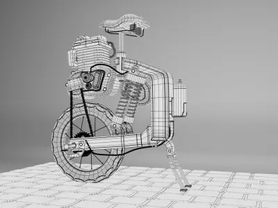 3D bicycle model with motor Low-poly 3D model