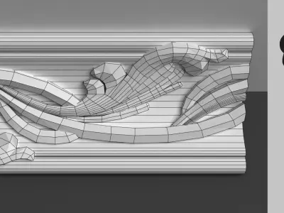 Cornice Moulding 3D Model with Floral Organic Elements 3D model